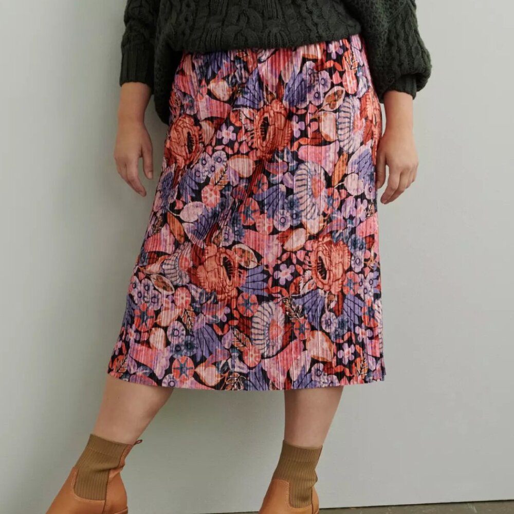 Maeve by Anthropologie Tilda Pleated Velvet Midi Skirt - Med